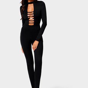 Bar Detail Jumpsuit from Bebe - Black, US S